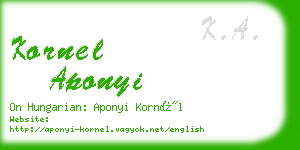 kornel aponyi business card